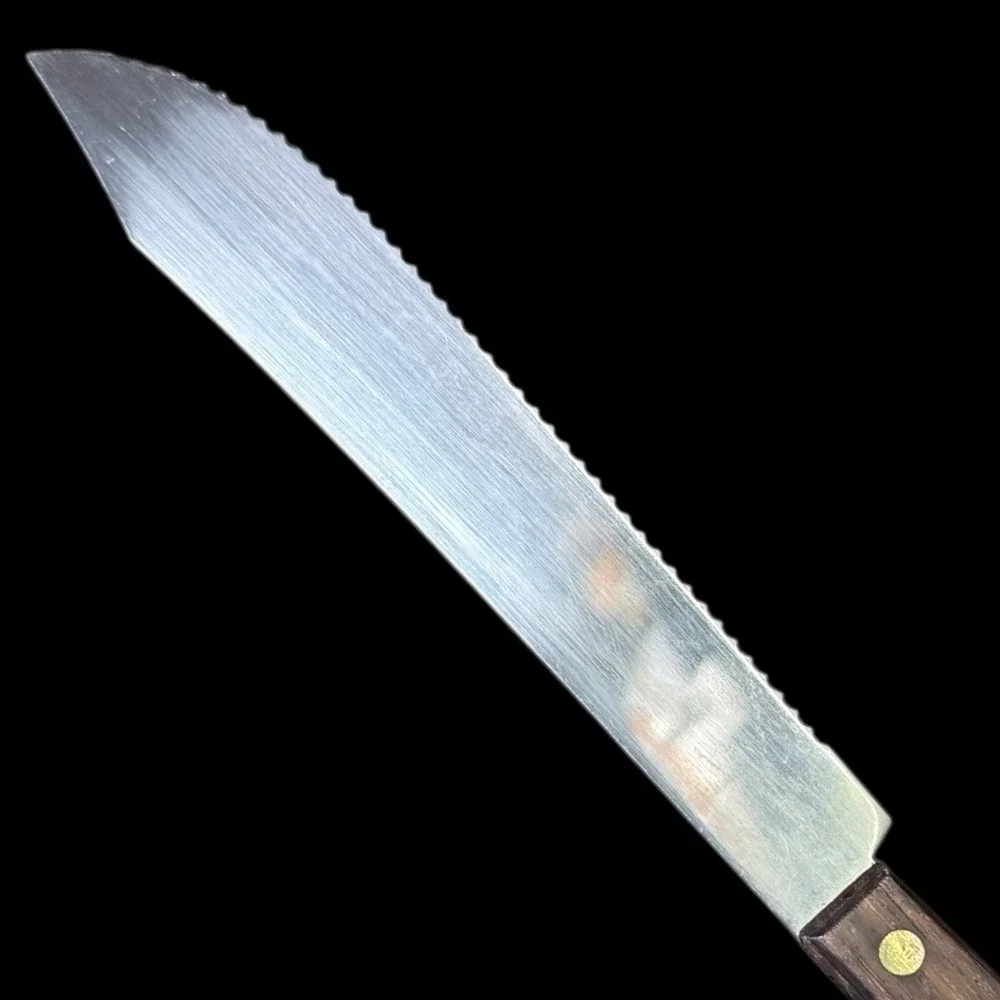 Serrated Butcher‎ Knife Stainless Steel Japan Wood Handle